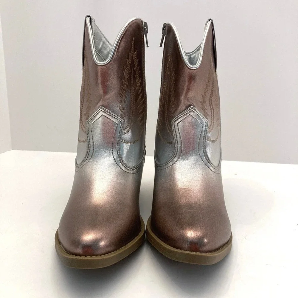 Steve Madden Girls 5 Texas Western Bootie  JTEXAS Bronze Multi NWOB Faux Leather